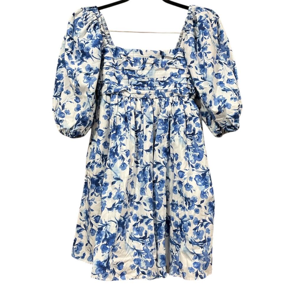 Abercrombie & Fitch Emerson Poplin Dress Small White Blue